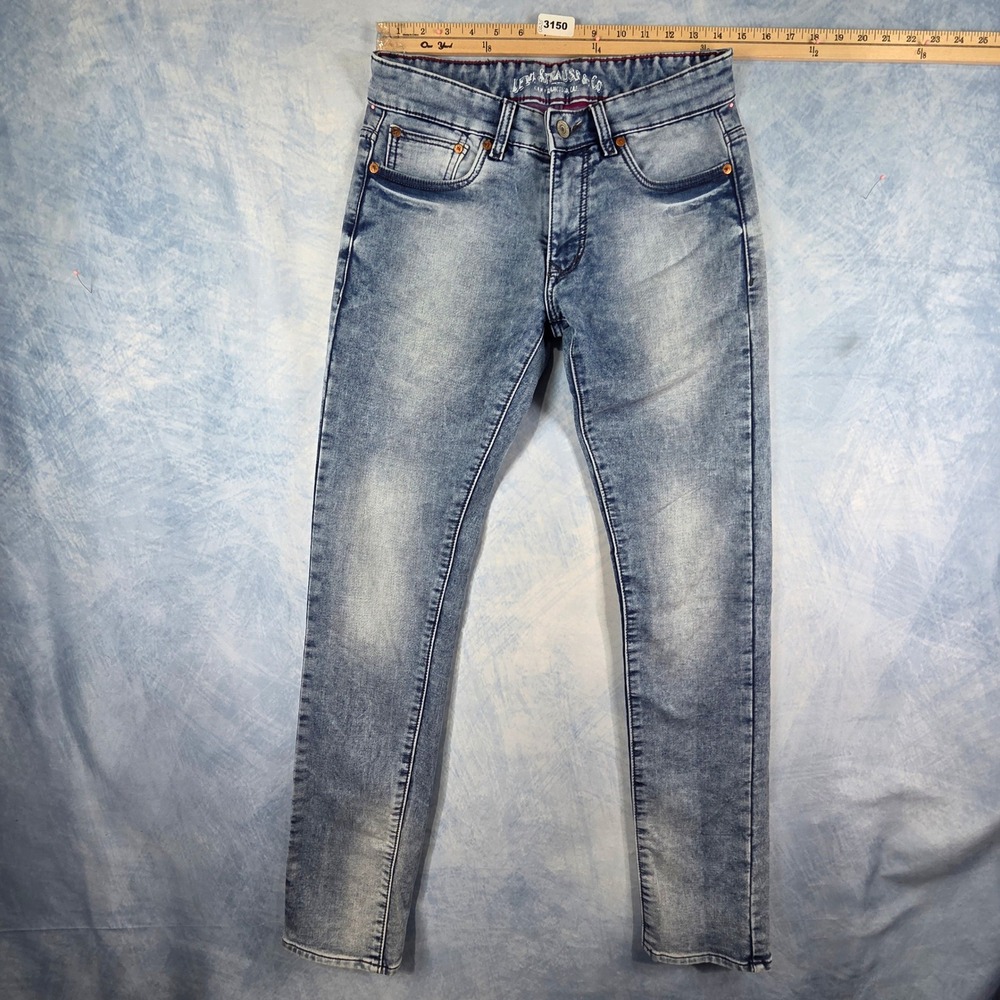 Levi Strauss & Co Mens Skinny Jeans Light Wash Striped Lining Blue Denim 30x31